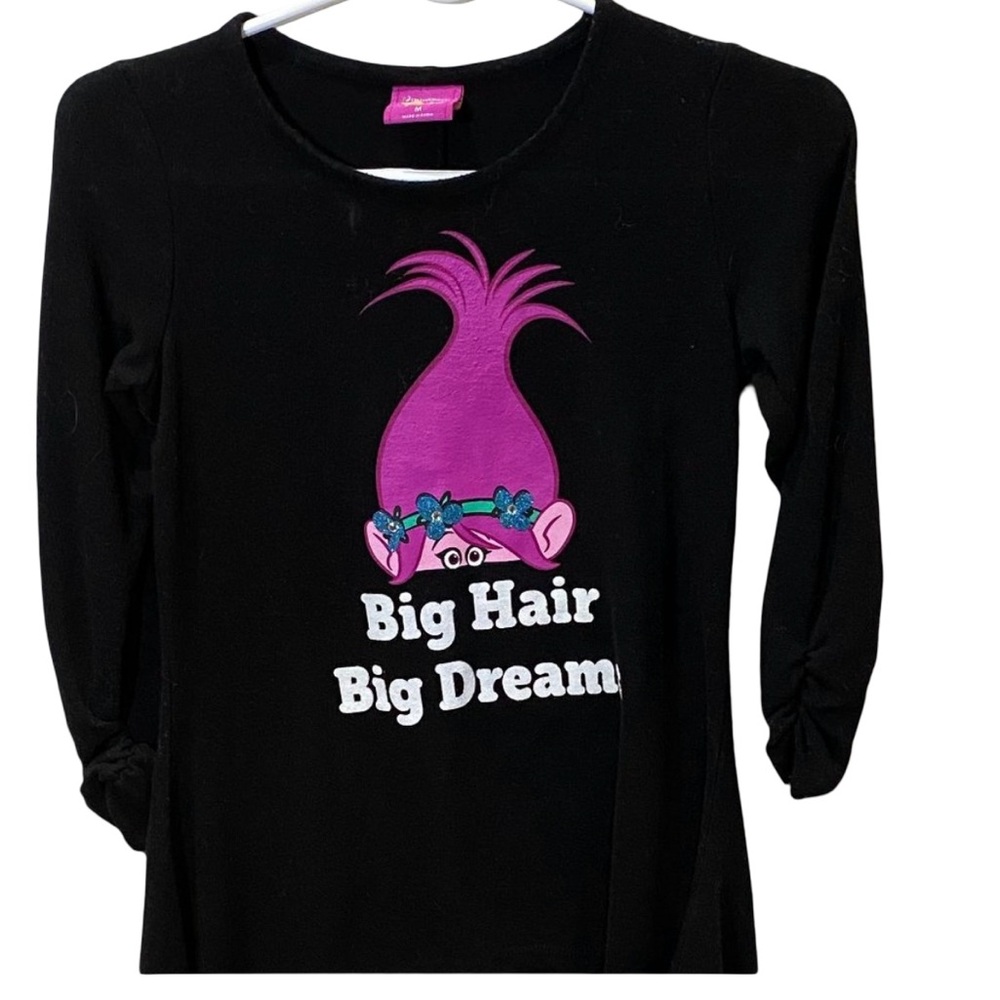 FUN Trolls top black 3/4 sleeve